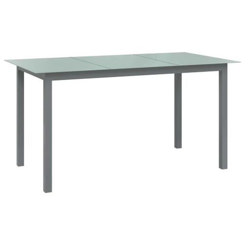 Prolenta Premium - Table De Jardin Gris Clair 150x90x74 Cm Aluminium Et Verre