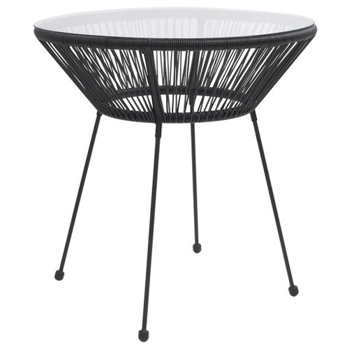 Prolenta Premium - Table À Manger De Jardin Noir Ø70x74 Cm Rotin Et Verre