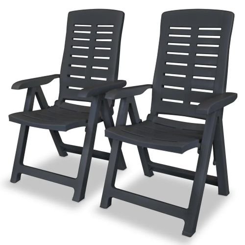 Prolenta Premium - Chaises Inclinables De Jardin Lot De 2 Plastique Anthracite