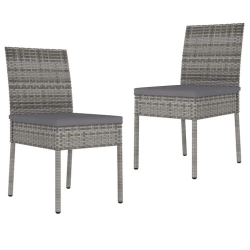 Prolenta Premium - Chaises À Manger De Jardin Lot De 2 Résine Tressée Gris
