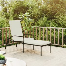 Prolenta Premium - Chaise Longue Avec Repose-Pied Résine Tressée Noir