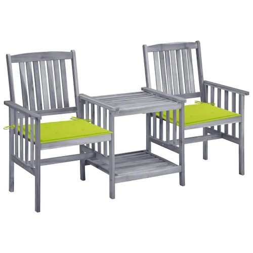 Prolenta Premium - Chaises de jardin avec table à thé et coussins Acacia solide