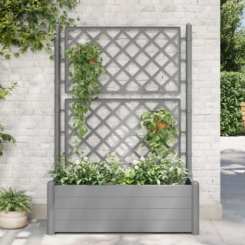 Prolenta Premium - Jardinière Avec Treillis 100x43x142 Cm Pp Gris Pierre