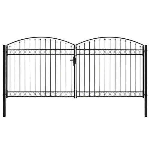 Prolenta Premium - Portillon Double Porte Avec Dessus Arqué Acier 400x200 Cm Noir