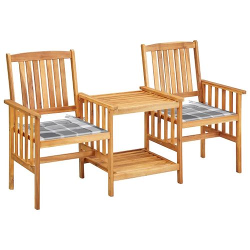 Prolenta Premium - Chaises de jardin avec table à thé et coussins Acacia solide