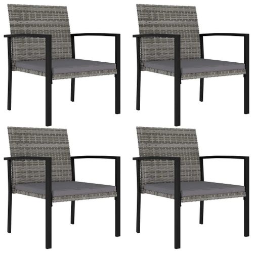 Prolenta Premium - Chaises À Manger De Jardin Lot De 4 Résine Tressée Gris