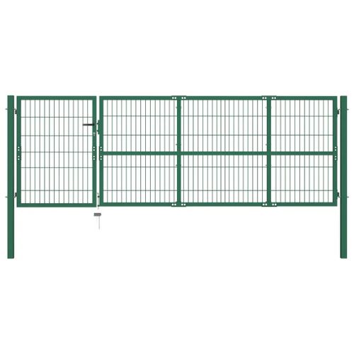 Prolenta Premium - Portail De Clôture De Jardin Avec Poteaux 350x100 Cm Acier Vert