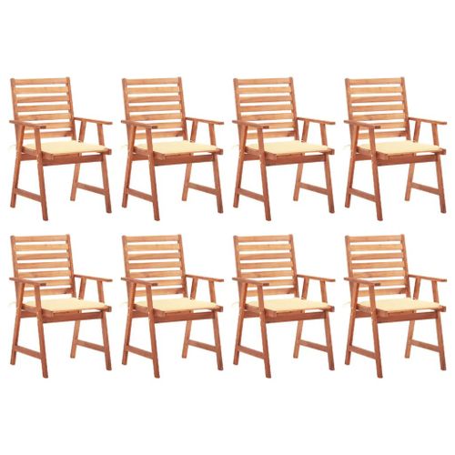 Prolenta Premium - Chaises à manger d'extérieur lot de 8 et coussins Acacia massif