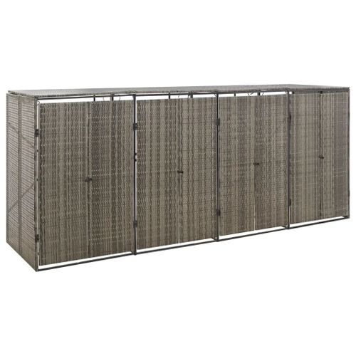 Prolenta Premium - Abri Pour Poubelle Quadruple Gris 274x80x117 Cm Résine Tressée