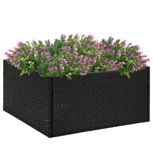 Prolenta Premium - Jardinière Noir 80x80x40 Cm Résine Tressée