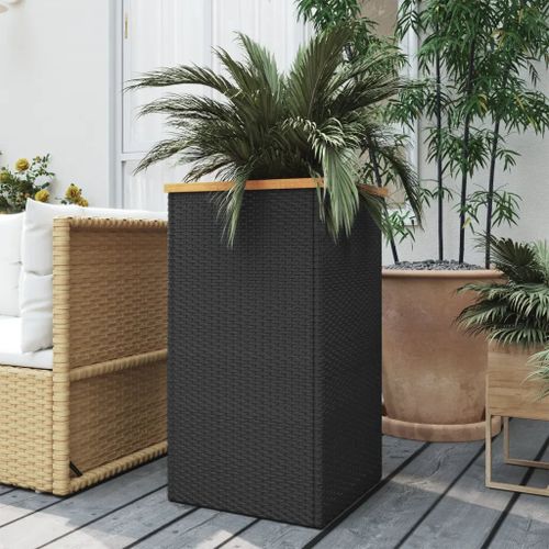 Prolenta Premium - Jardinière Noir 40x40x80 Cm Résine Tressée