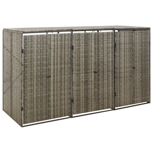 Prolenta Premium - Abri Pour Poubelle Triple Gris 207x80x117 Cm Résine Tressée