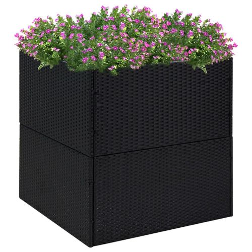 Prolenta Premium - Jardinière Noir 80x80x80 Cm Résine Tressée