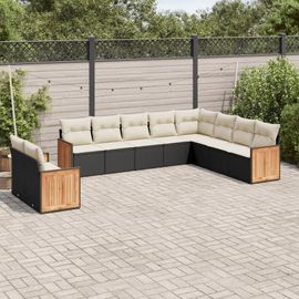 Prolenta Premium - Salon De Jardin 10 Pcs Avec Coussins Noir Résine Tressée