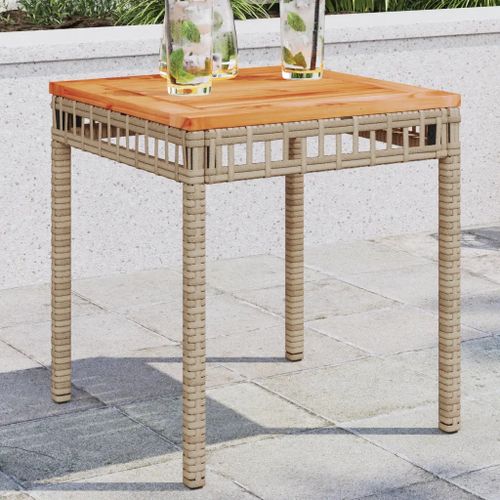 Prolenta Premium - Table De Jardin Mélange Beige 38x38x42 Cm Rotin Et Bois Acacia