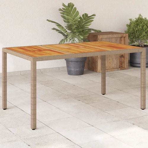 Prolenta Premium - Table De Jardin Beige 150x90x75 Cm Résine Tressée Bois D'acacia