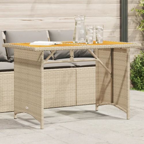 Prolenta Premium - Table De Jardin Avec Dessus En Bois Noir 110x68x70 Cm Rotin