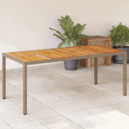Prolenta Premium - Table De Jardin Beige 190x90x75 Cm Résine Tressée Bois D'acacia