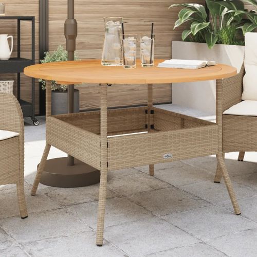 Prolenta Premium - Table De Jardin Et Dessus En Bois D'acacia Beige Résine Tressée