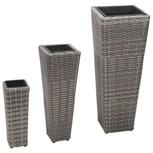 Prolenta Premium - Lits Surélevés De Jardin 3 Pcs Résine Tressée Gris