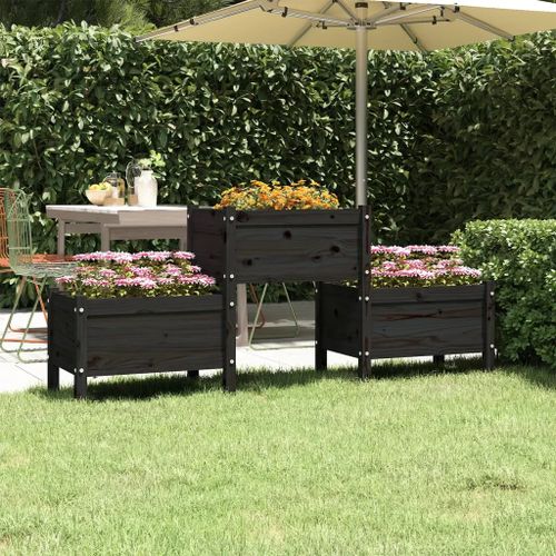 Prolenta Premium - Jardinière Noir 178,5x44x75 Cm Bois Massif De Pin