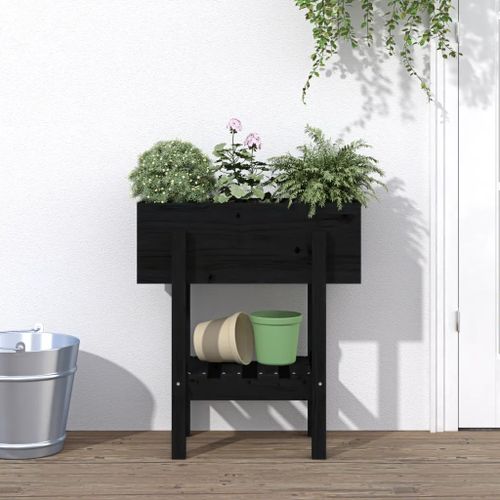 Prolenta Premium - Jardinière Noir 62x30x69 Cm Bois Massif De Pin