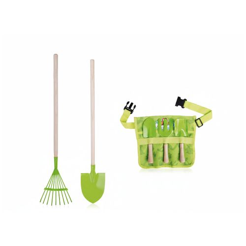 Pack Petit Jardinier - Ceinture avec 3 outils + pelle bois et métal + râteau de feuille- Esschert Design