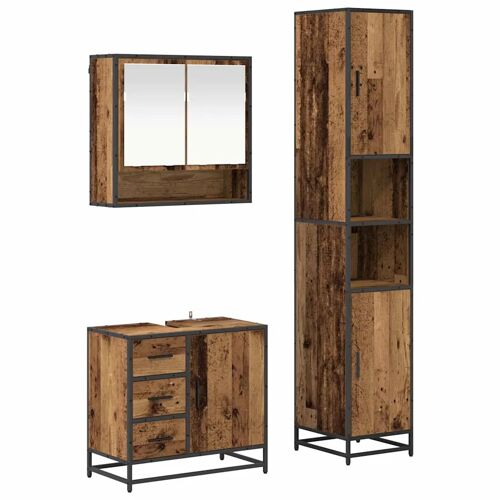 vidaXL Ensemble de mobilier de salle de bain 3 pcs Bois Ancien