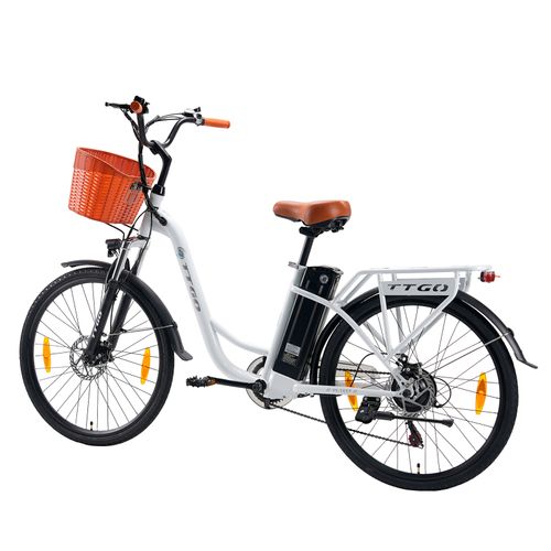 Vélo À Assistance Électrique 26'' Tt Go Yy-26st-Bk Moteur 250w 25km/H Batterie 36v 14.5ah Endurance 75km Transmission Shimano 6s - Blanc