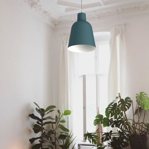 Suspension en métal bleu et blanc interne E27