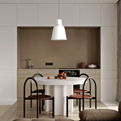 Suspension en métal blanc et feuille d'argent interne E27