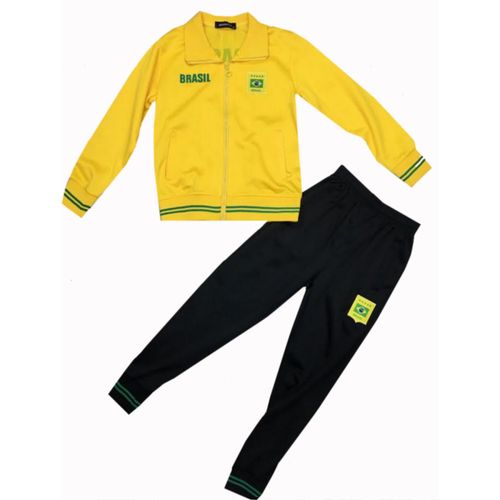 Survêtement Football Thème Brésil Enfant - Polyester- Taille 4 À 14 Ans (Taille 12 Ans,Couleur Jaune)