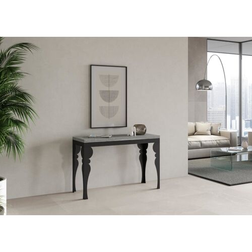 Table extensible portefeuille effet béton gris 120x45/90 cm