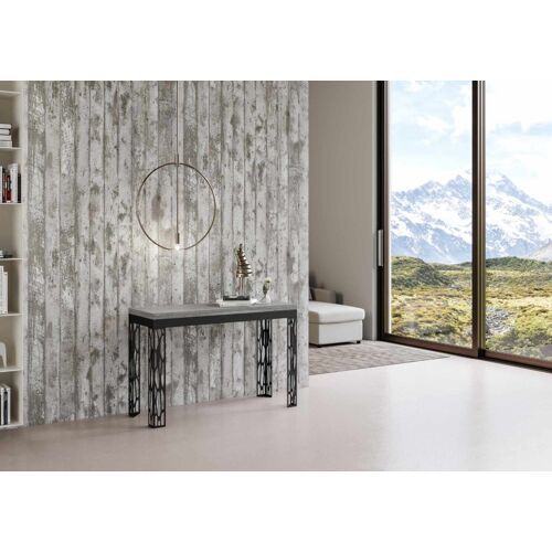 Table extensible portefeuille effet béton gris 120x45/90 cm