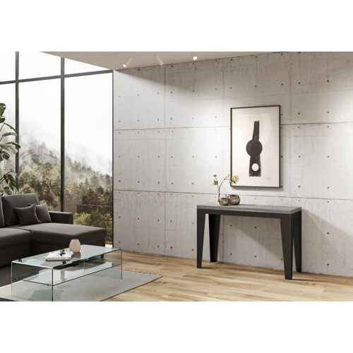 Table extensible portefeuille effet béton gris 120x45/90 cm
