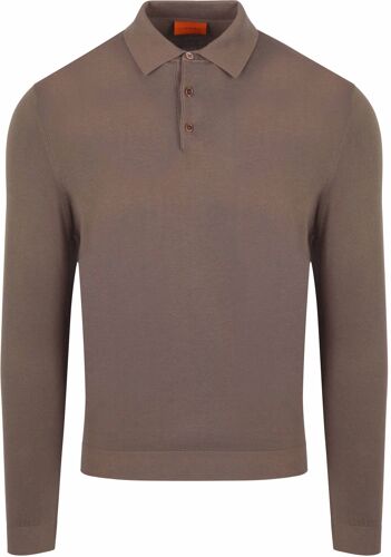 Suitable Compact Cotton Polo Taupe Marron taille XXL