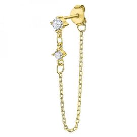 Boucles D'oreilles - Lotus - Boucle D'oreille Unique - Argent 925 - Plaqué Or - Oxyde De Zirconium