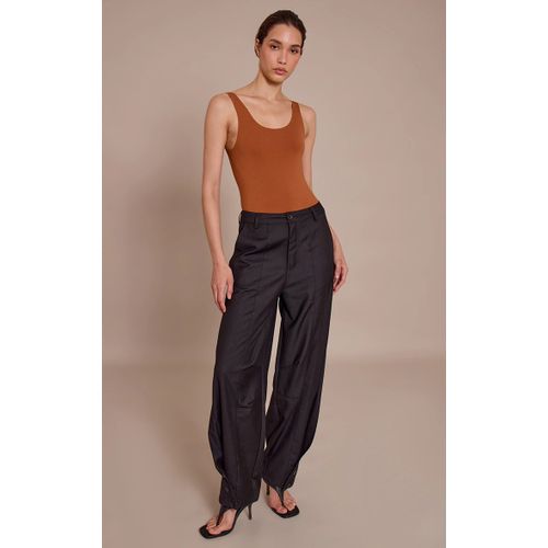 Femme Pantalon Bouffant Tissé Noir À Lisérés Structurants Et Boutons | Taille 44