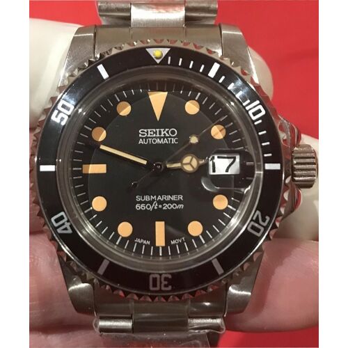 Montre Marque Seiko Submariner Vintage  Mouvement Automatique  Seiko Nh35 Modèle 1680 Mk1 Tritium Diamètre 39.5mm
