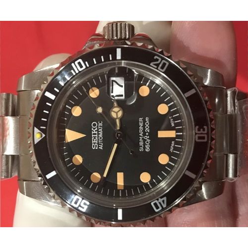 Montre Marque Seiko Submariner Vintage  Mouvement Automatique  Seiko Nh35 Modèle 1680 Mk1 Tritium Diamètre 39.5mm