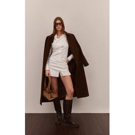 Femme Robe Chemise En Popeline De Coton Blanche À Manches Longues Et Parties Superposées | Taille 42