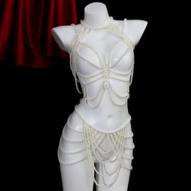 Lingerie Érotique, Chaîne De Poitrine Frangée Avec Perles Et Diamants, Bijou De Charme Pour Moments Intimes, Plaisirs Audacieux