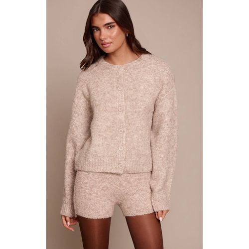 Femme Cardigan Oversize Brossé Avoine À Col Rond | Taille Small