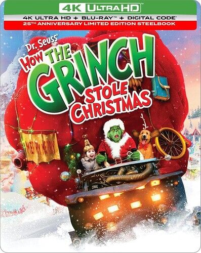 Dr. Seuss' How The Grinch Stole Christmas (25th Anniversary Edition) (Steelbook) [Ultra Hd] With Blu-Ray, Steelbook, 4k Mastering, Anniversary Ed, Digital Copy, Sign Language, Subtitled