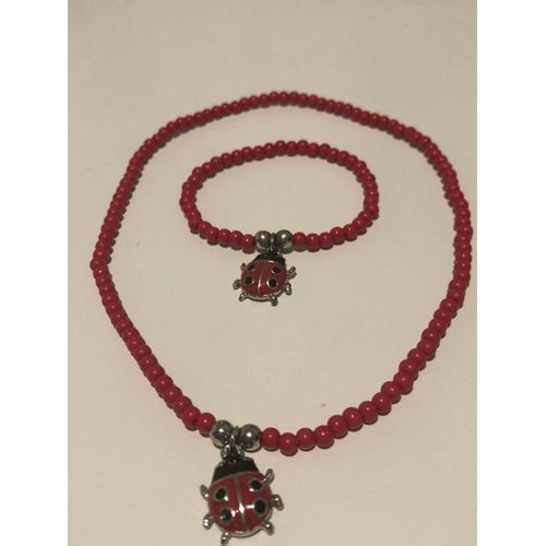 Collier Et Bracelet Rouge Coccinelle 