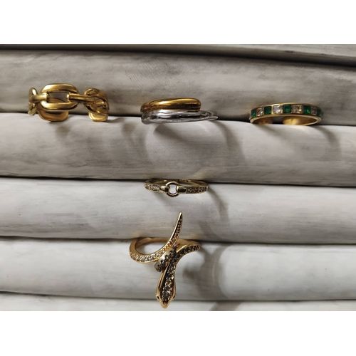 Lot 5 Bague Acier Doré Bonne Qualité Ref A37