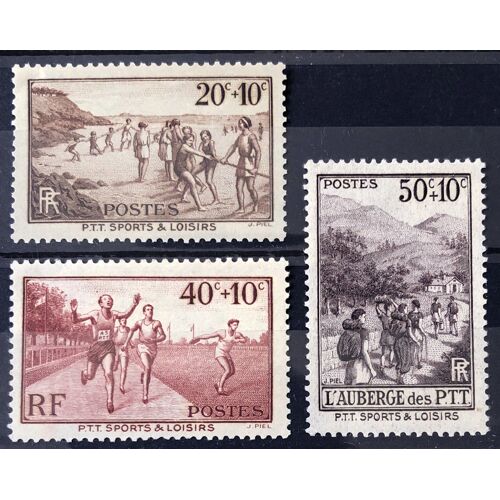 Série Ptt Sports & Loisirs - Très Jolis N° 345 Plaisir De La Plage + 346 Sports + 347 Auberge Des Loisirs Neufs* - France Année 1937 - Brn83 - N33973