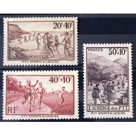 Série Ptt Sports & Loisirs - Très Jolis N° 345 Plaisir De La Plage + 346 Sports + 347 Auberge Des Loisirs Neufs* - France Année 1937 - Brn83 - N33973