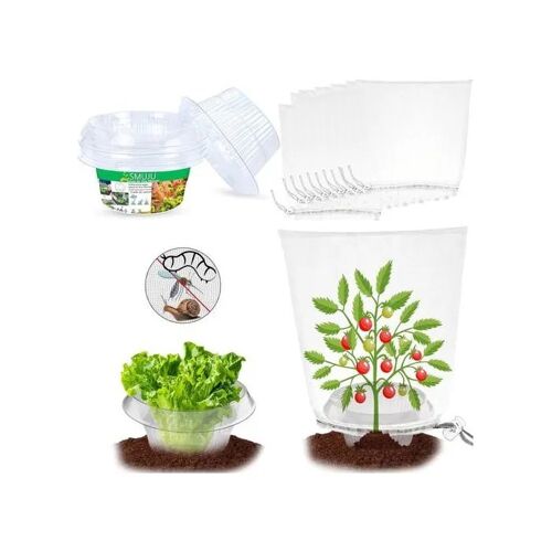 Lot de 6 Collerettes Anti-Limaces avec 6 Filets de Protection pour Plantes et Potager contre Insectes et Oiseaux