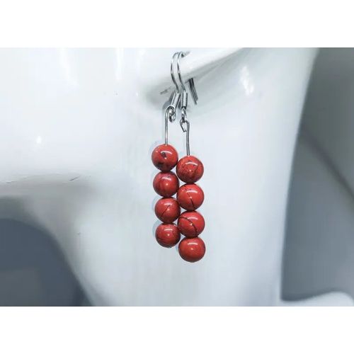 Boucles D¿Oreilles Pendantes En Jaspe Rouge Naturel